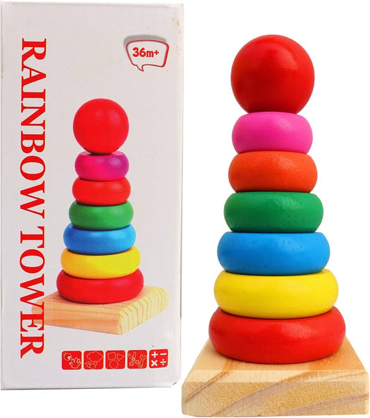 Rainbow Wooden Tower Pyramid